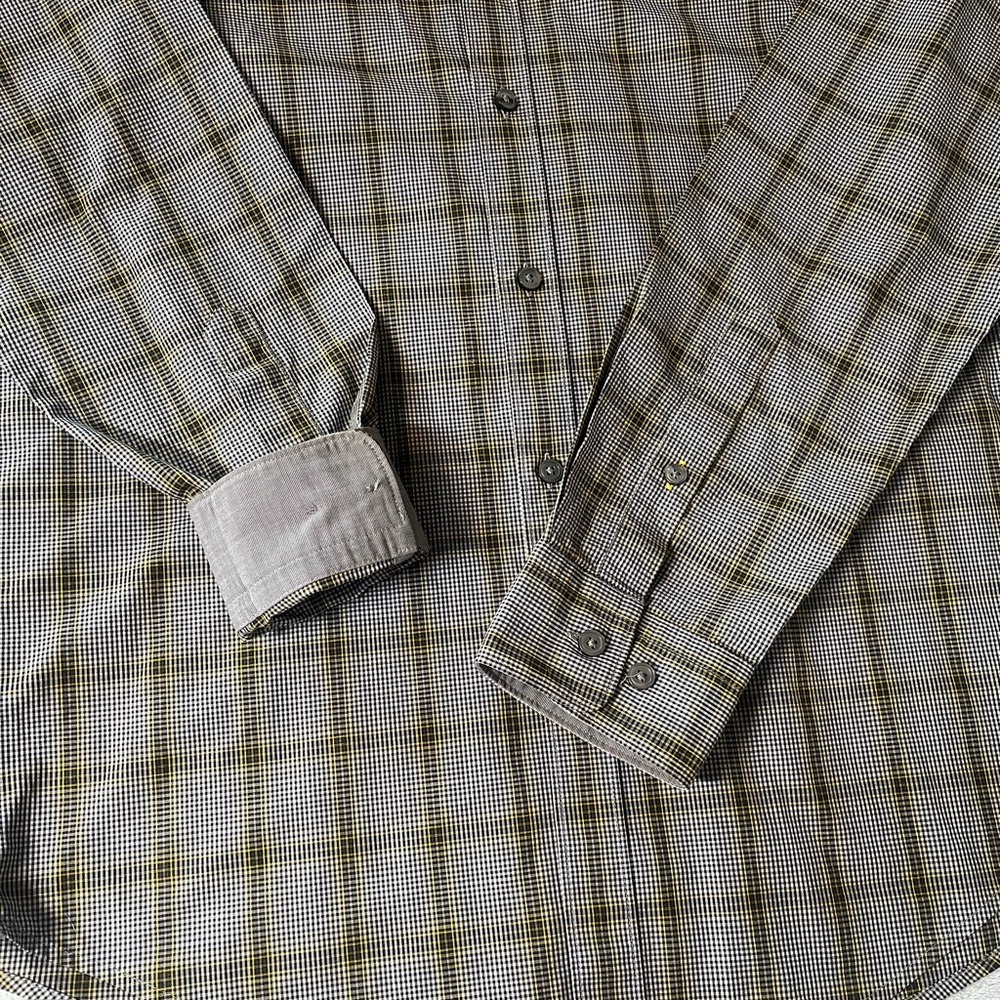 BOSS Hugo Boss Long Sleeve Button Down Sz Large Shirt Slim Fit Gray with Plaid - Picture 8 of 11
